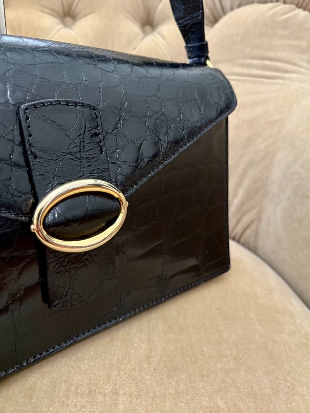 VTG Auth MAURO GOVERNA Italy Genuine Alligator Top Handle Kelly Bag